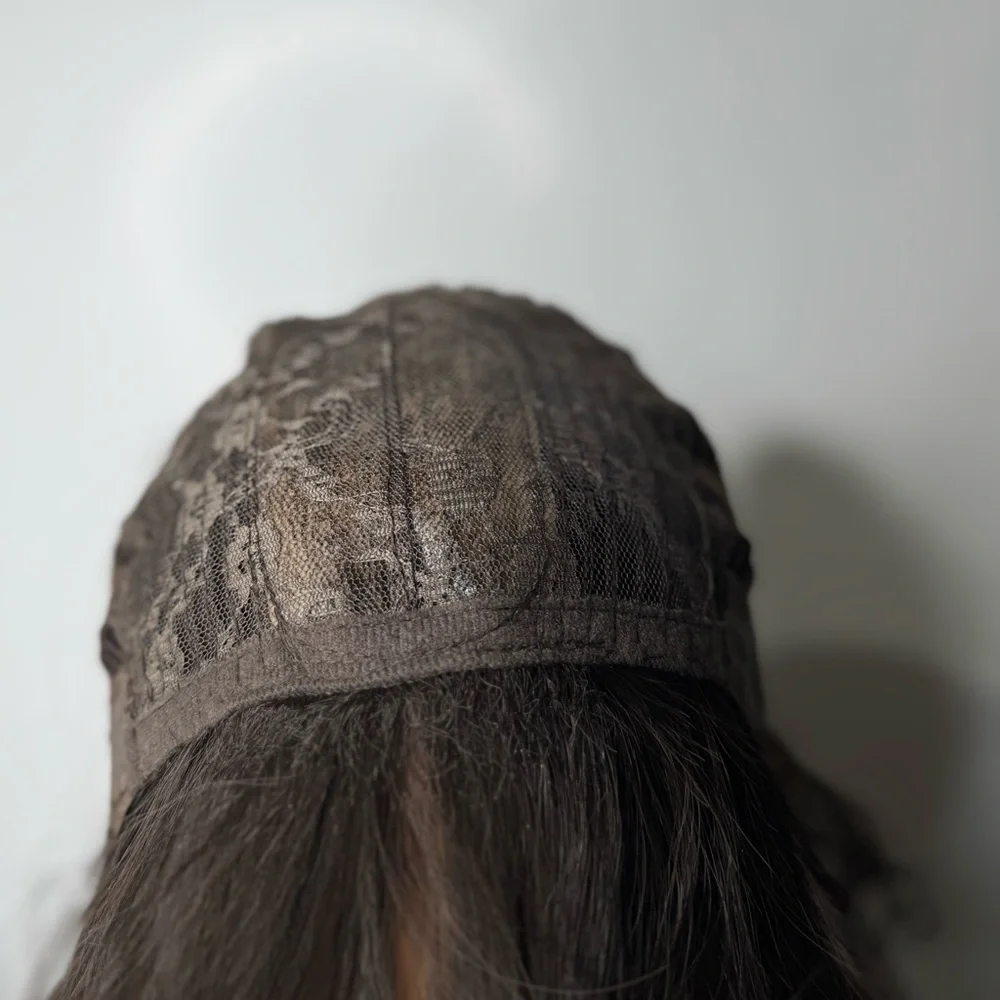 14” Dark Brown Wavy Synthetic Wig with Bangs – Natural Look, Classic Cap